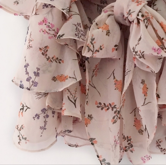 Rebecca Minkoff Alexis peach blush floral tiered ruffled top size medium - Picture 7 of 11